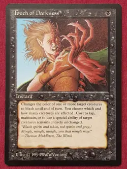 Magic The Gathering LEGENDS TOUCH OF DARKNESS black card MTG - Image 1