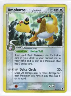 Ampharos - EX Dragon Frontiers 1/101 - Ex/LP - Pokemon Holo Rare Card - Image 1