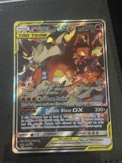 Pokemon TCG Reshiram & Charizard GX SM201 Black Star Promo Tag Team Holo Card - Image 1