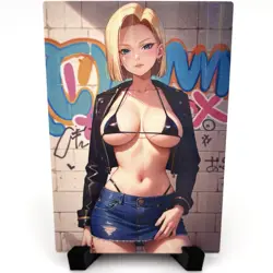 Dragon Ball Z Android 18 Sexy Hot Anime Waifu Girl Lewd Goddess Story Art Card - Image 1