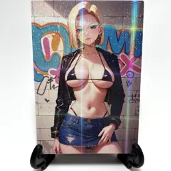 Dragon Ball Z Android 18 Sexy Hot Anime Waifu Girl Lewd Goddess Story Art Card - Image 2