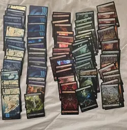 MTG MAGIC THE GATHERING FULL ART FOIL BASIC LAND CARDS 100 OF EACH TYPE. - Image 1