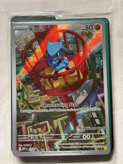 Pokemon Center Riolu and Alakazam Stamped Promo 009 010 Mega Evolution Cards - Image 1