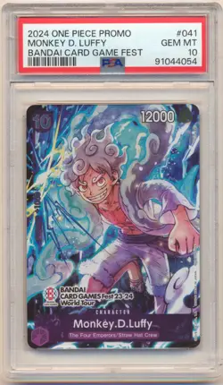 2024 ONE PIECE PROMO BANDAI CARD GAME FEST MONKEY D LUFFY #041 PSA 10 - Image 1