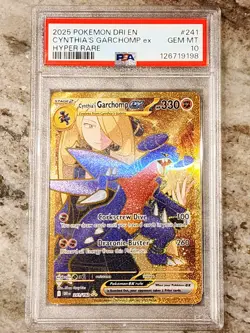 Pokemon 2025 Destined Rivals Cynthia's Garchomp EX Gold Hyper Rare #241 PSA 10 - Image 1