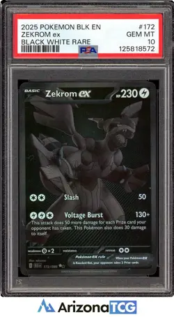 Pokemon 2025 Zekrom ex 172/086 Black White Rare Black Bolt GEM MINT PSA 10 - Image 1