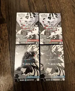 [Lot Of 4] Pokemon TCG 2x Black Bolt And 2x White Flare Sealed Booster Bundles - Image 1
