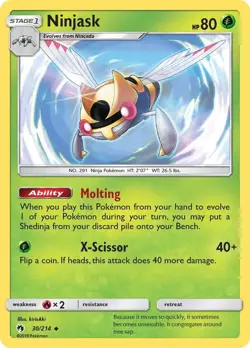 Pokemon Trading Card Game TCG - Ninjask - Reverse Holo - Lost Thunder - NM - Image 1