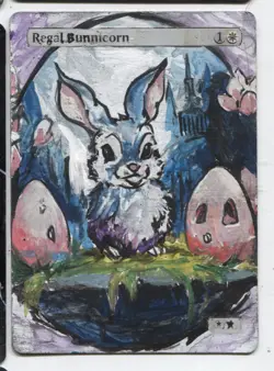 Regal Bunnicorn MTG Altered art MAGIC Hand Painted Card Commander - Image 1