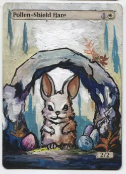 Pollen-Shield Hare MTG Altered art MAGIC Hand Painted Card Commander - Image 1