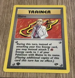 BLAINE 100/132 Gym Challenge 1st EDITION non-holo rare Pokemon TCG card LP - Image 1