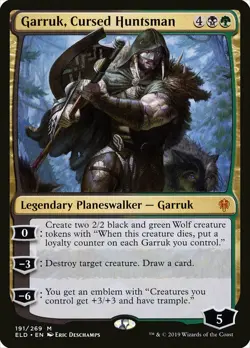 1x Garruk, Cursed Huntsman - NM English MTG -Throne of Eldraine - Image 1