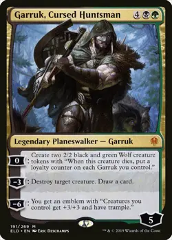 1x Garruk, Cursed Huntsman - NM English MTG -Throne of Eldraine - Image 1