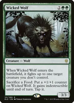 1x Wicked Wolf - NM English MTG -Throne of Eldraine - Image 1