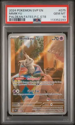 MIMIKYU #075 Pokemon Center Stamped SVP EN-SV BLACK STAR PROMO - PSA 10 - Image 1