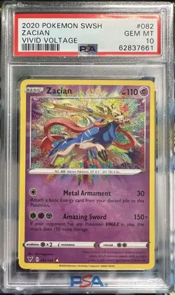 Pokemon Vivid Voltage Zacian 082/185 Amazing Rare PSA 10 - Image 1