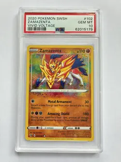 PSA 10 MINT - Pokemon TCG Zamazenta Vivid Voltage 102/185 Holo Amazing Rare - Image 1