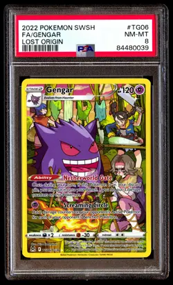 PSA 8 GENGAR TG06 POKEMON SWORD & SHIELD LOST ORIGIN 2022 - Image 1