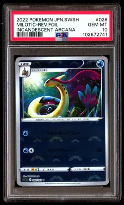 PSA 10 MILOTIC REVERSE HOLO 028 POKEMON SWORD & SHIELD INCANDESCENT ARCANA 2022 - Image 1