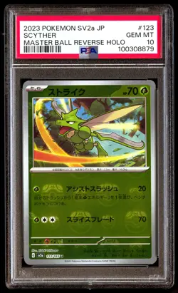 PSA 10 SCYTHER 123/165 POKEMON SV2A-POKEMON 151 2023 JAPANESE MASTER BALL REVERS - Image 1