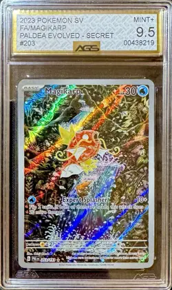 2023 POKEMON PAL EN-PALDEA EVOLVED ILLUSTRATION RARE #203 MAGIKARP AGS 9.5 MINT+ - Image 1