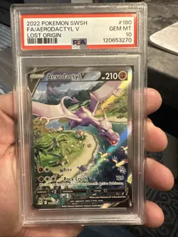 Aerodactyl V 180/196 Full Alt Art Lost Origin Pokemon - PSA 10 GEM MT - Image 1