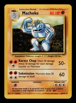 Machoke 34/102 - LP - Base Set, WOTC Pokemon - Image 1