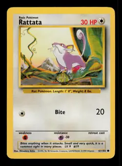 Rattata 61/102 - LP - Base Set, WOTC Pokemon - Image 1
