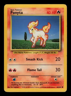 Ponyta 60/102 - LP - Base Set, WOTC Pokemon - Image 1