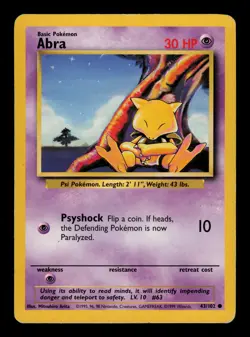 Abra 43/102 - MP - Base Set, WOTC Pokemon - Image 1