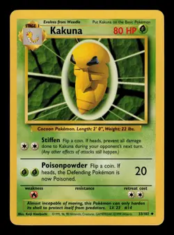 Kakuna 33/102 - LP - Base Set, WOTC Pokemon - Image 1