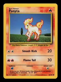 Ponyta 60/102 - LP - Base Set, WOTC Pokemon - Image 1