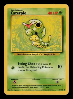 Caterpie 45/102 - LP - Base Set, WOTC Pokemon - Image 1