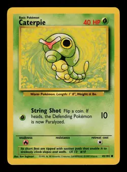Caterpie 45/102 - LP - Base Set, WOTC Pokemon - Image 1