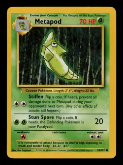 Metapod 54/102 - LP - Base Set, WOTC Pokemon - Image 1
