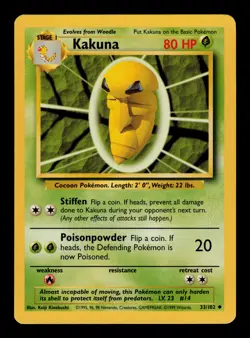 Kakuna 33/102 - LP - Base Set, WOTC Pokemon - Image 1