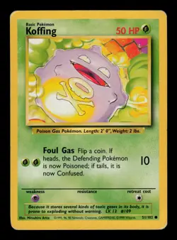 Koffing 51/102 - LP - Base Set, WOTC Pokemon - Image 1