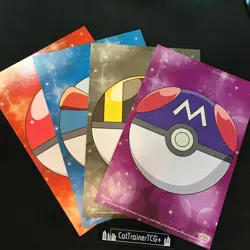 Set 4 Poke Ball Bromide Card Post Card Pokemon Master Ball Great Ultra - Image 1