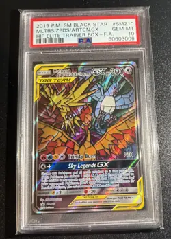 2019 POKEMON HIDDEN FATES ETB PROMO FA/MOLTRES ZAPDOS ARTICUNO GX PSA 10 - Image 2