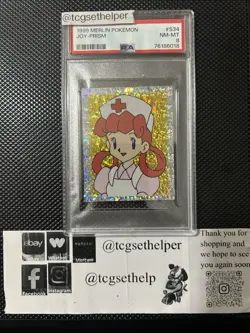 PSA 8 1999 MERLIN POKEMON STICKERS PRISM JOY #S34 NEAR MINT - Image 1