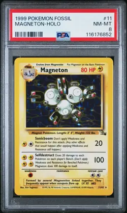 1999 POKEMON FOSSIL #11 MAGNETON-HOLO PSA 8 - Image 1