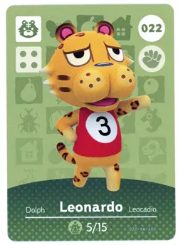 Leonardo #022- Amiibo Card - Animal Crossing Series 1 - Authentic Nintendo - Image 1