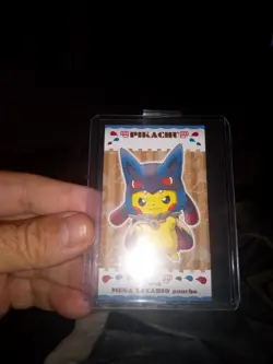 NM- Poncho Pikachu Mega Lucario Business Card Pokemon 2016 Japanese US Seller - Image 1