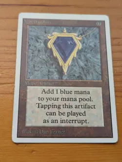 MTG Unlimited Mox Sapphire - nice front, played back, see pics and description - Image 2