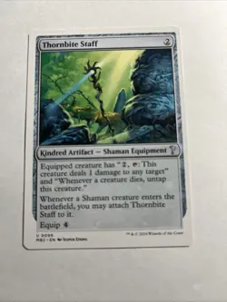 Thornbite Staff (White Border) - Mystery Booster 2 MTG Plus Bonus Rare!!! - Image 1