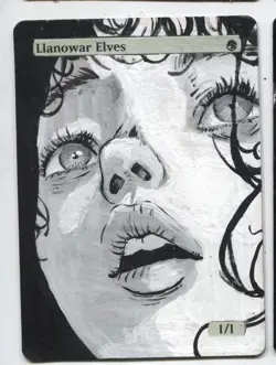 llanowar Elves LTERED ART MTG Rare Magic Hand Painted SEE DESCRIPTION - Image 1