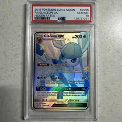 POKEMON 2019 SUN AND MOON FULL ART GLACEON GX HIDDEN FATES PSA 10 - Image 1