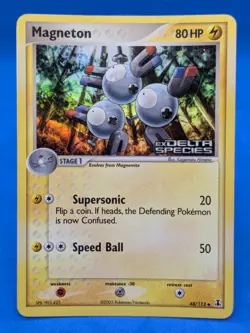 Magneton 48/113 EX Delta Species Stamped Reverse Holo Foil Pokemon Card - Image 2