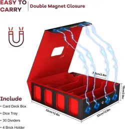 Card Storage Box 3200+ MTG Deck Box with 30 Colorful Divider, 4 Row Commander Tr - Image 5