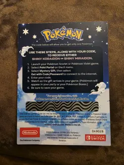 Shiny Koraidon & Miraidon Pokemon Scarlet Violet Code Card - Gamestop Promo - Image 1